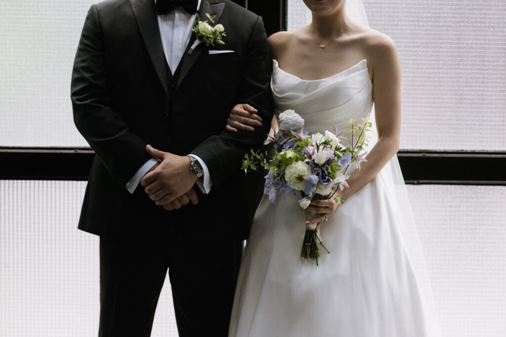 Close up of bride and groom