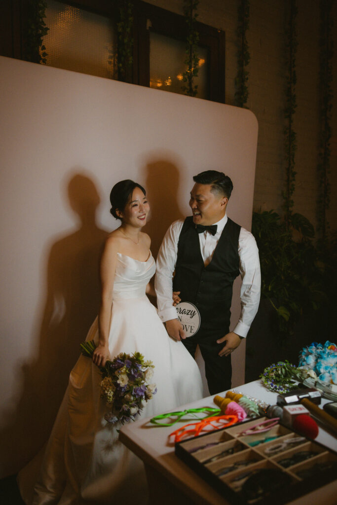 Bride and groom in photoboth