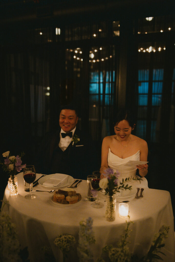 Bride and groom at sweetheart table