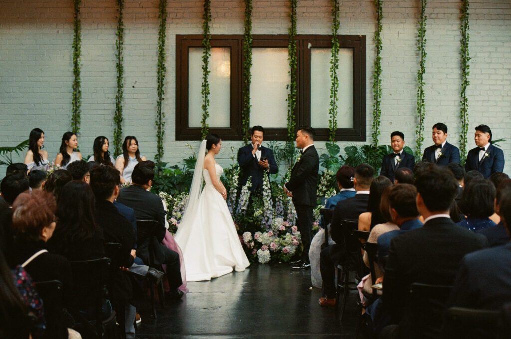 Bride and groom at the altar