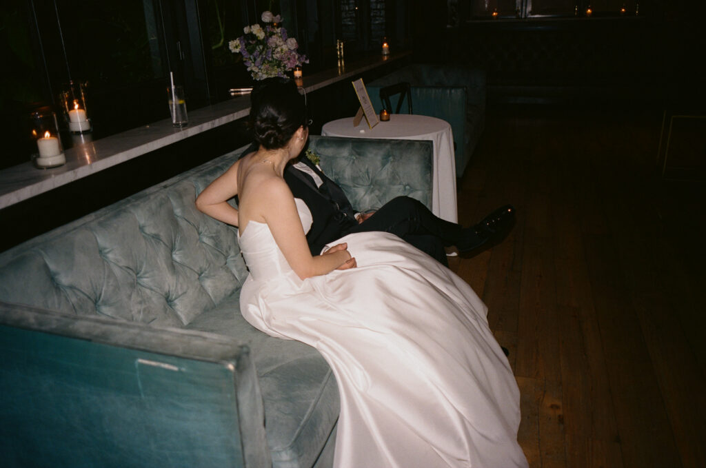 Candid of bride and groom alone