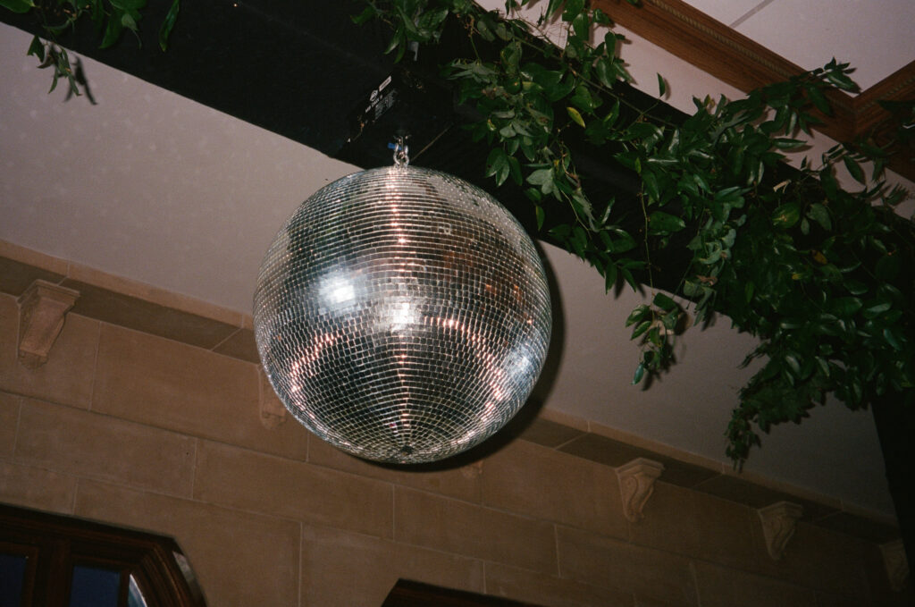 Film photo of disco ball