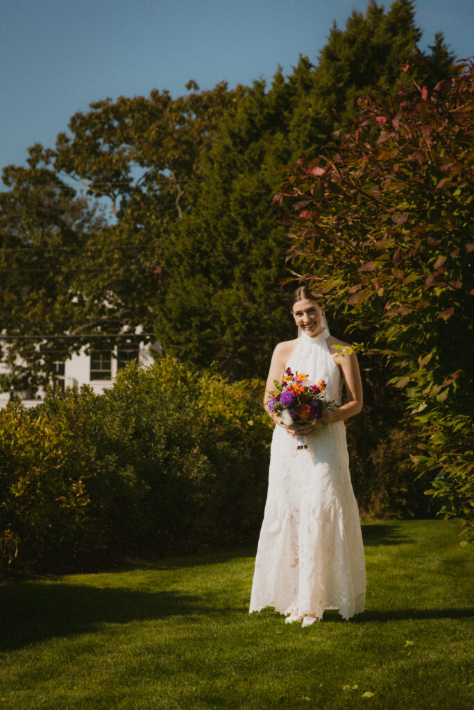 Bride walking toward the ceremony space 