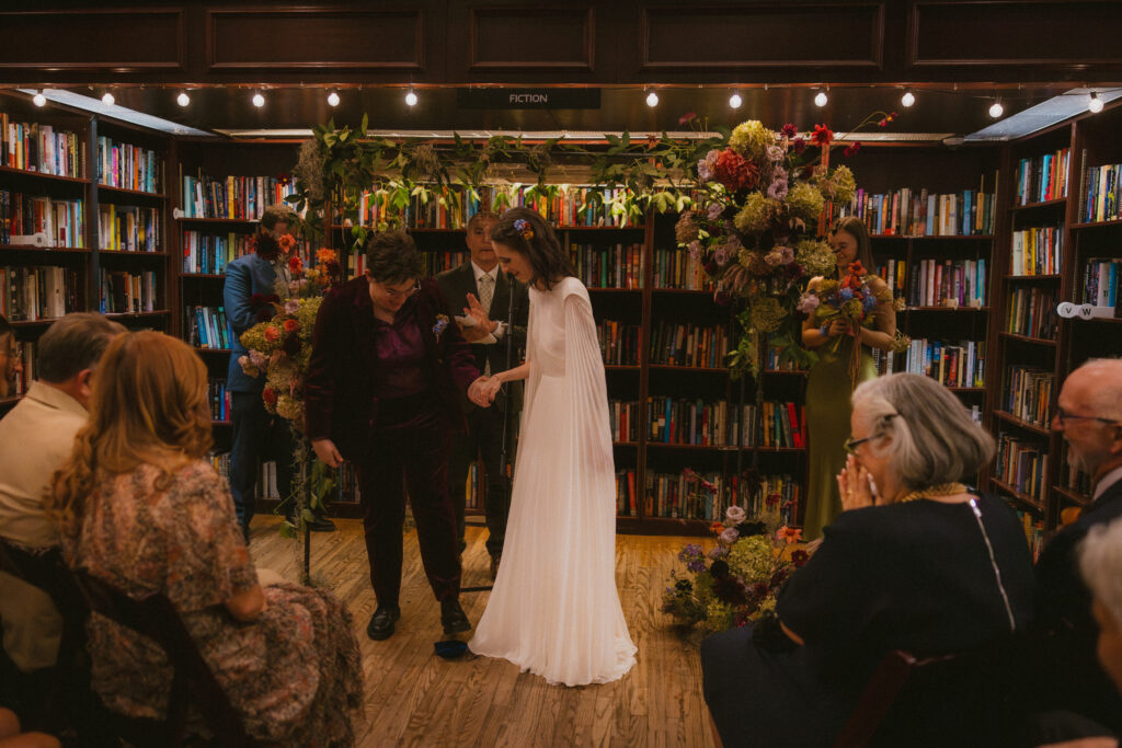 Bride breaking the glass during the wedding ceremony