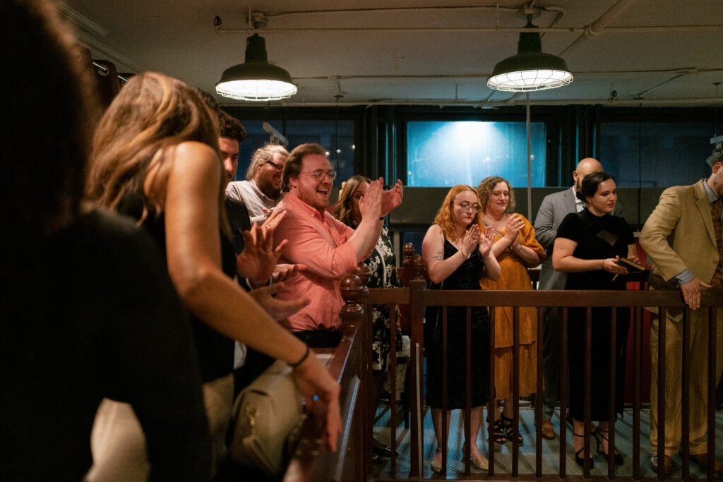 Guest reactions during housing works bookstore wedding ceremony 