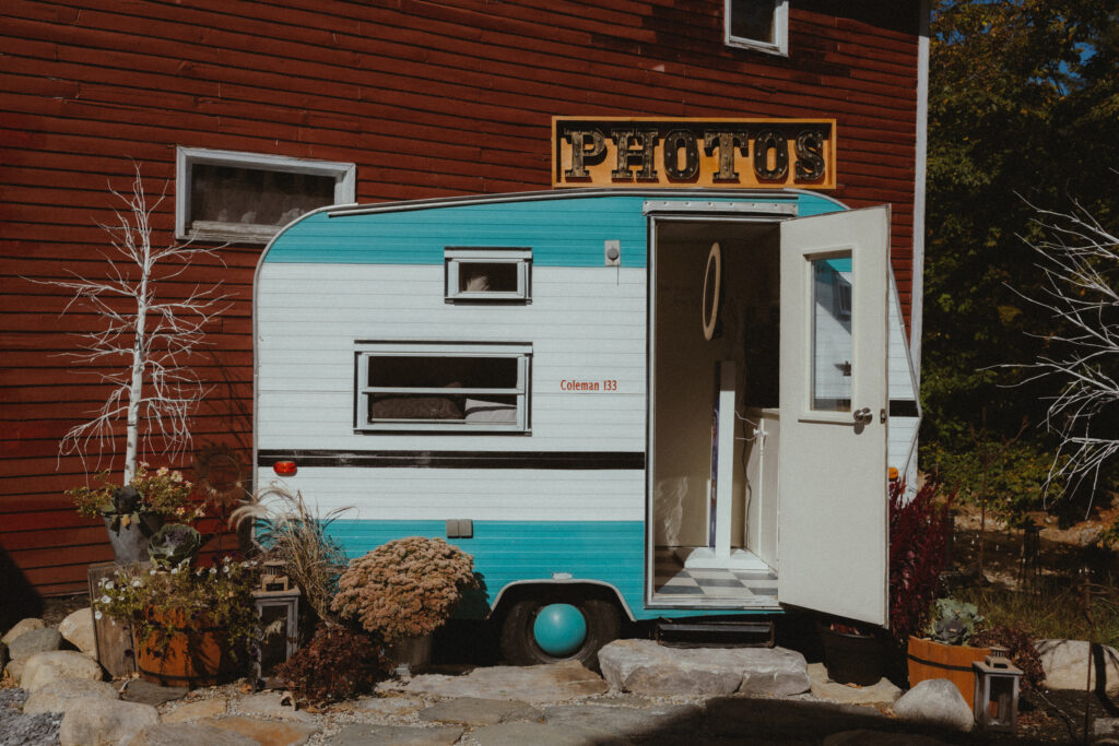 Photo booth at white mountains wedding venue
