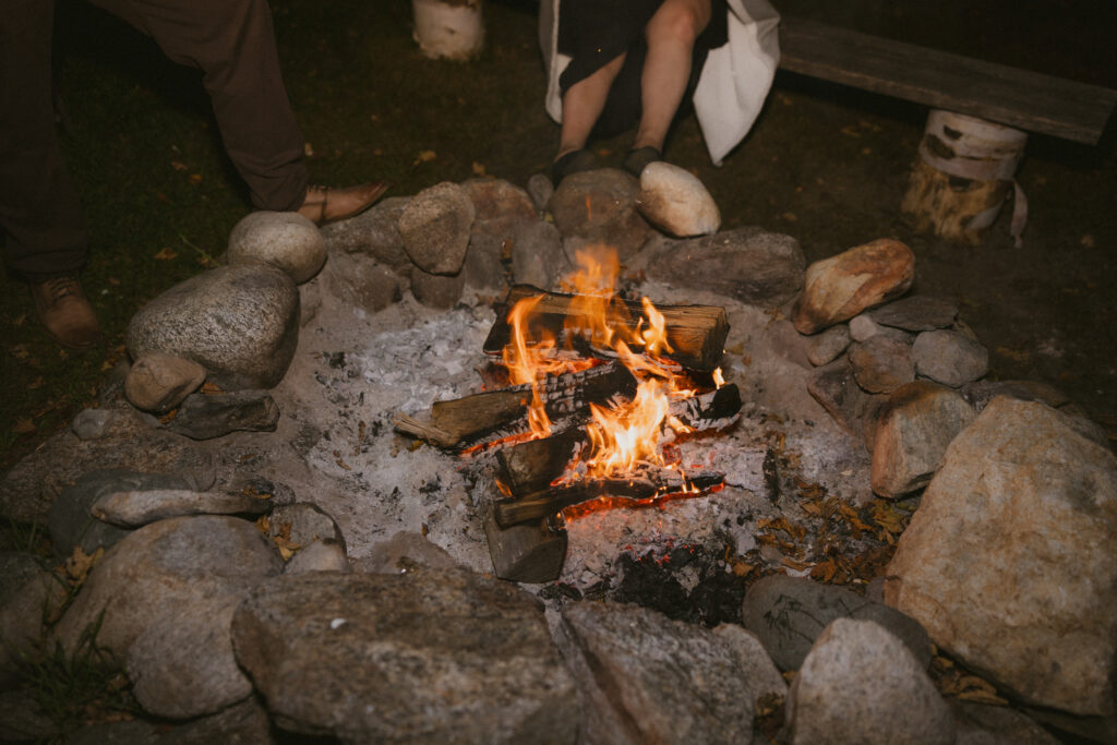 Fire pit during wedding reception