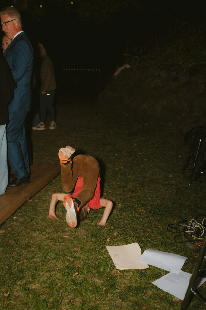 Child dancing during the wedding reception