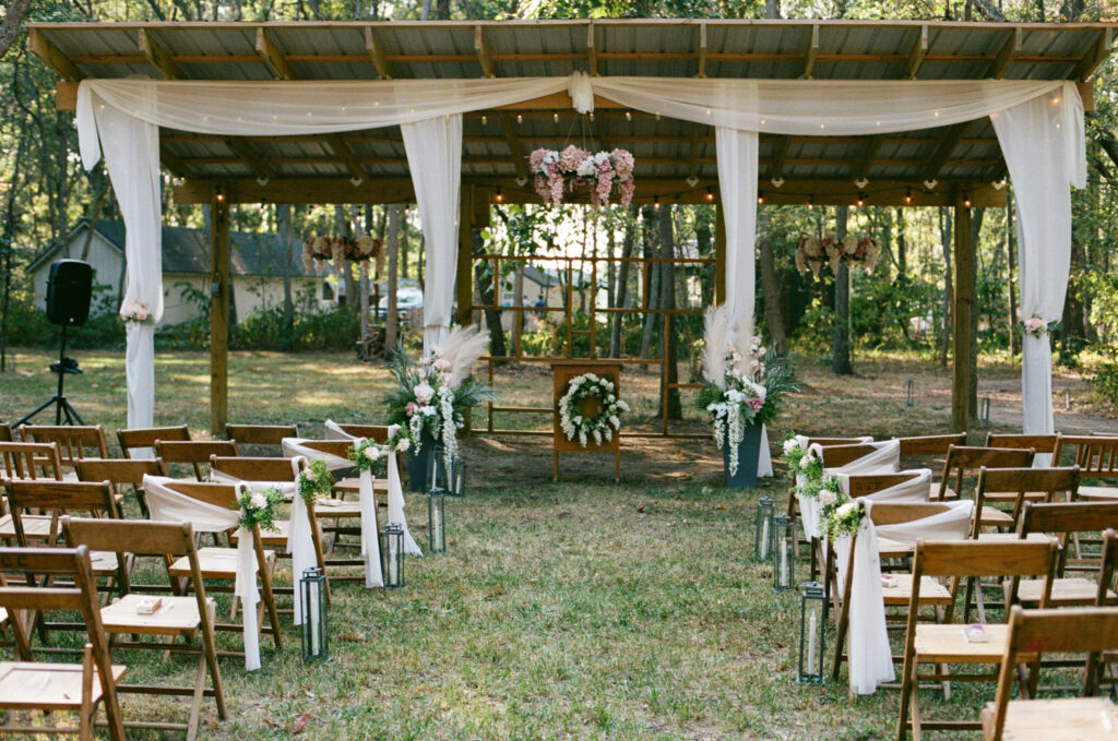 Ceremony space at a summer camp wedding venue