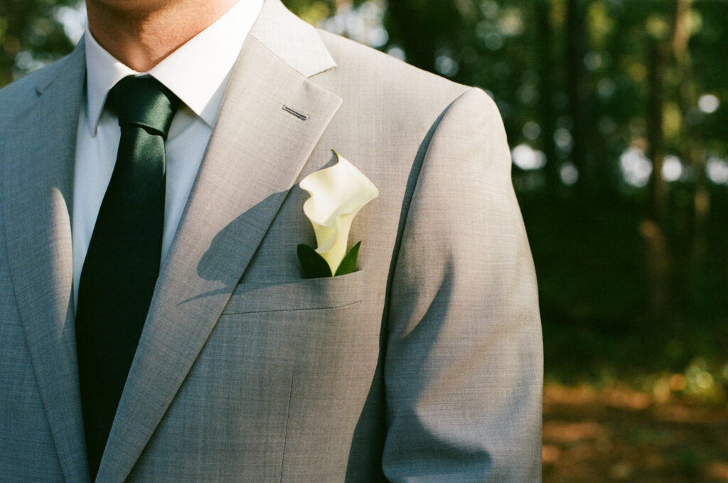 Close up shot of groom's suit