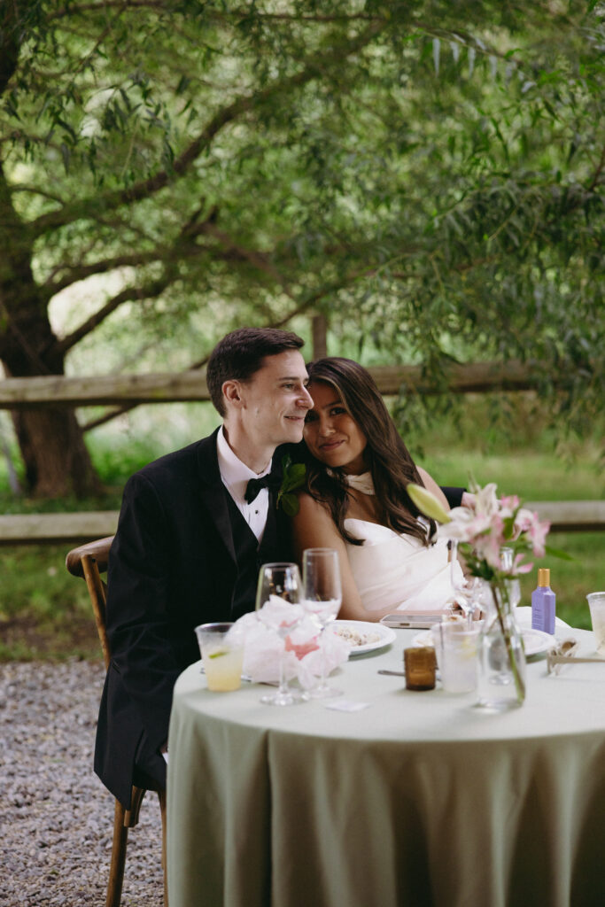Bride and groom at the sweetheart table 