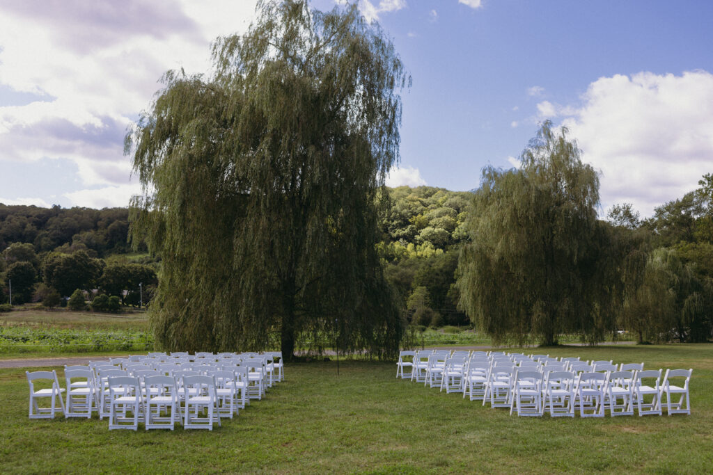 Ceremony space at a New England farm wedding 
