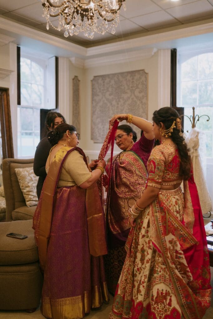 Bride's family helping during getting ready