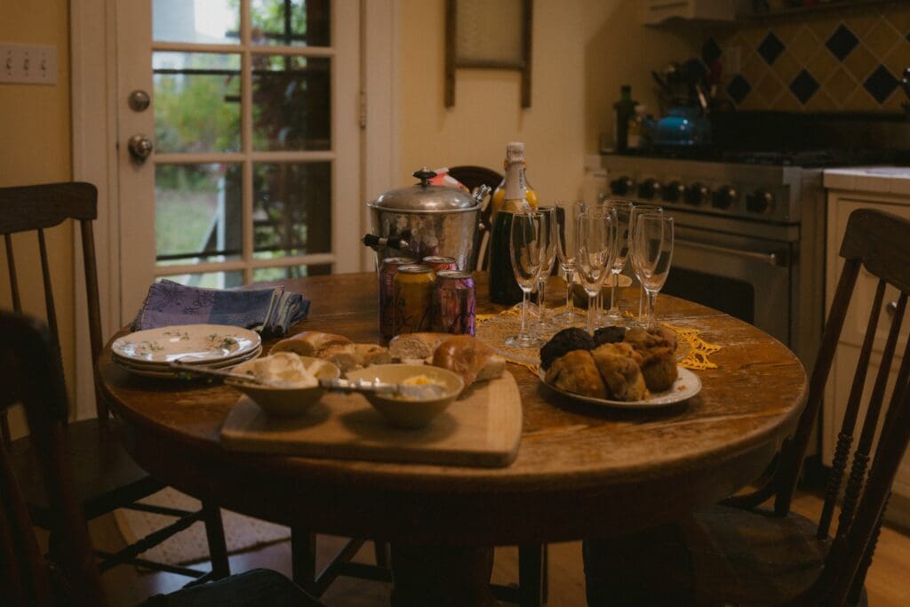 Breakfast spread on the wedding day