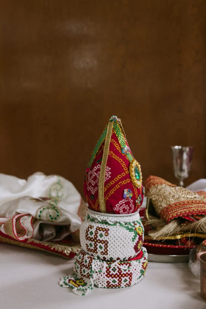 Ceremony items at a Hindu Jewish wedding