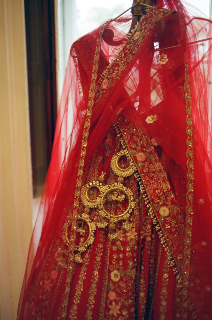 Close up of the Indian wedding dress