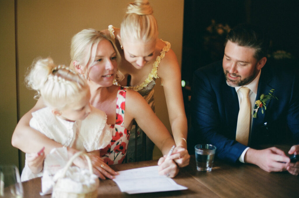 Witnesses signing the marriage license