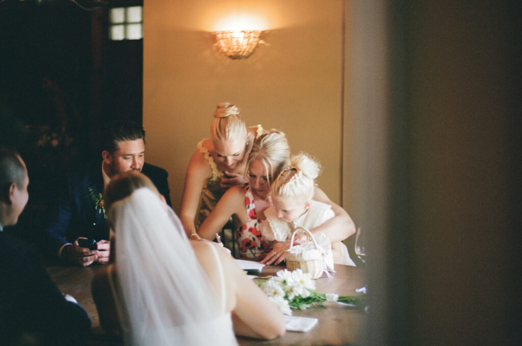 Witnesses signing the marriage license 