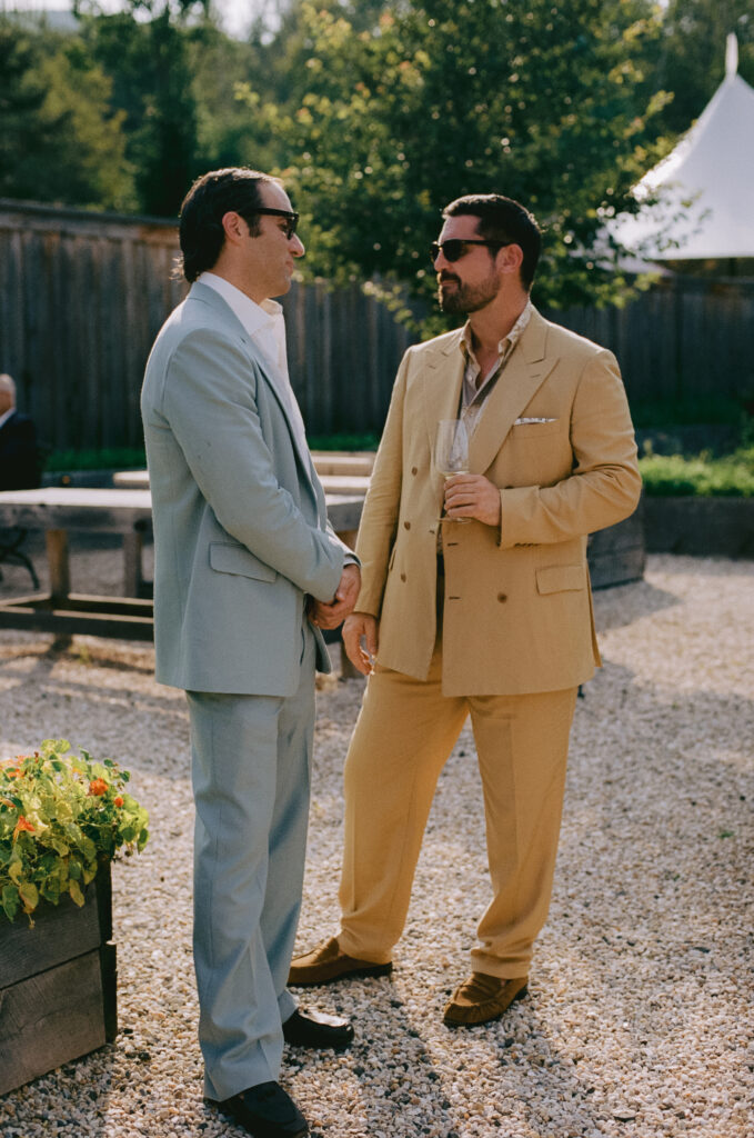 Wedding guests interacting during cocktail hour