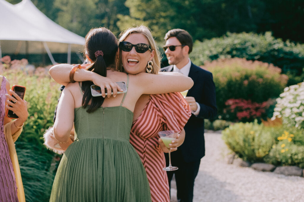 Wedding guests interacting during cocktail hour