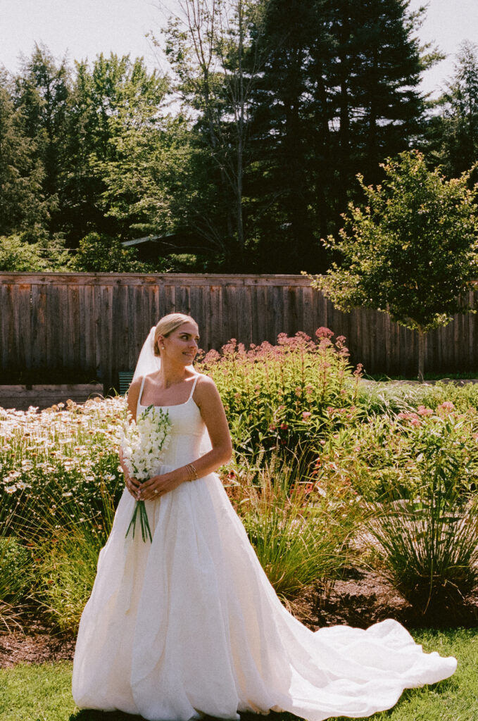 Bridal portrait in a flower garden