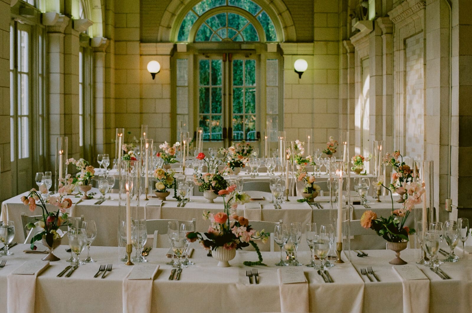 Reception space at a prospect park boathouse wedding