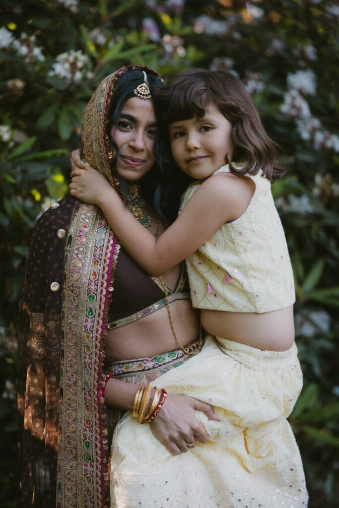 Portrait of the bride and child 