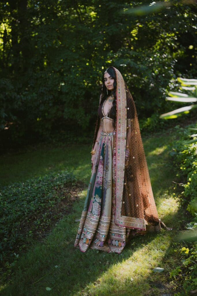 Bridal portrait in lehenga and veil