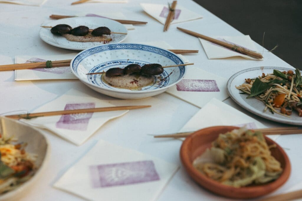 Close up of wedding reception food 