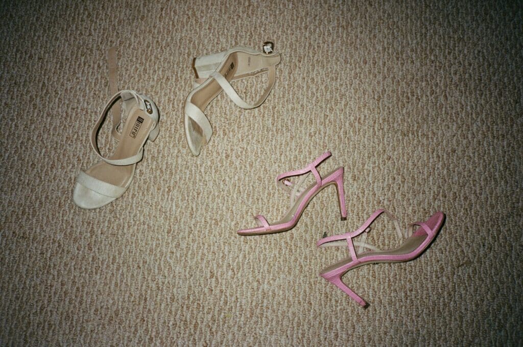 Late night shot of heels on the floor