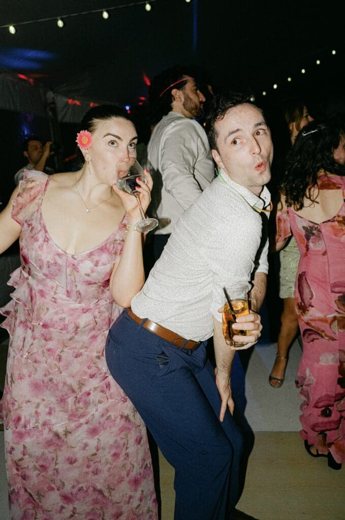 Wedding guests dancing