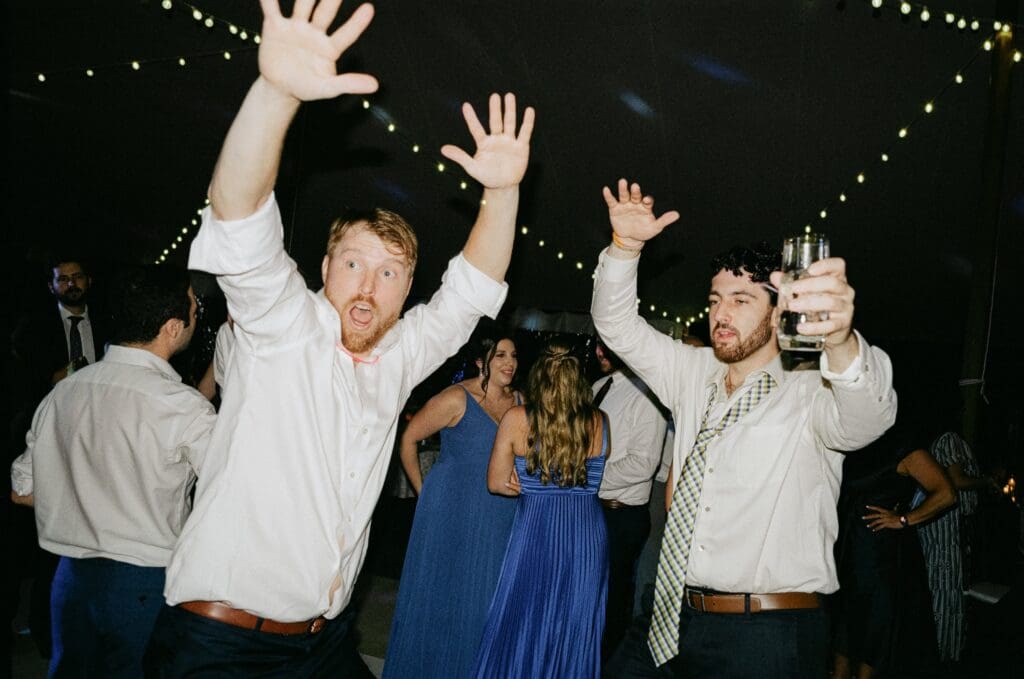 Wedding guests dancing 