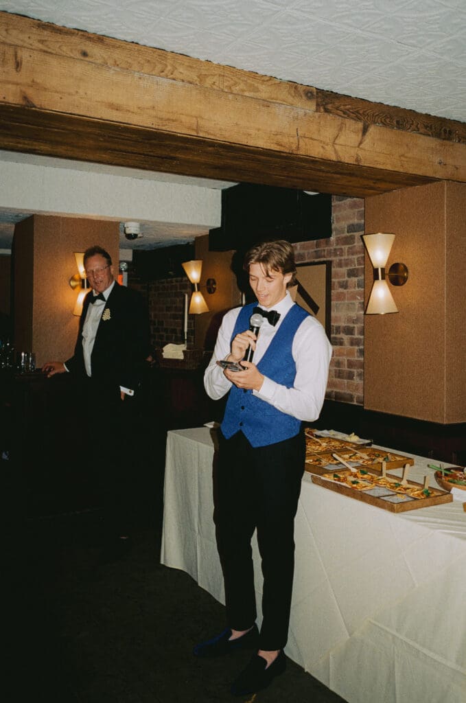 Bride's brother giving a toast