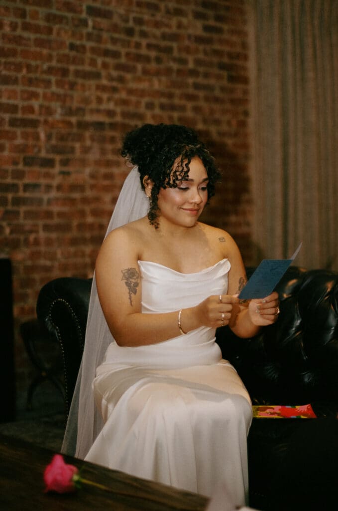 Bride reading her vows