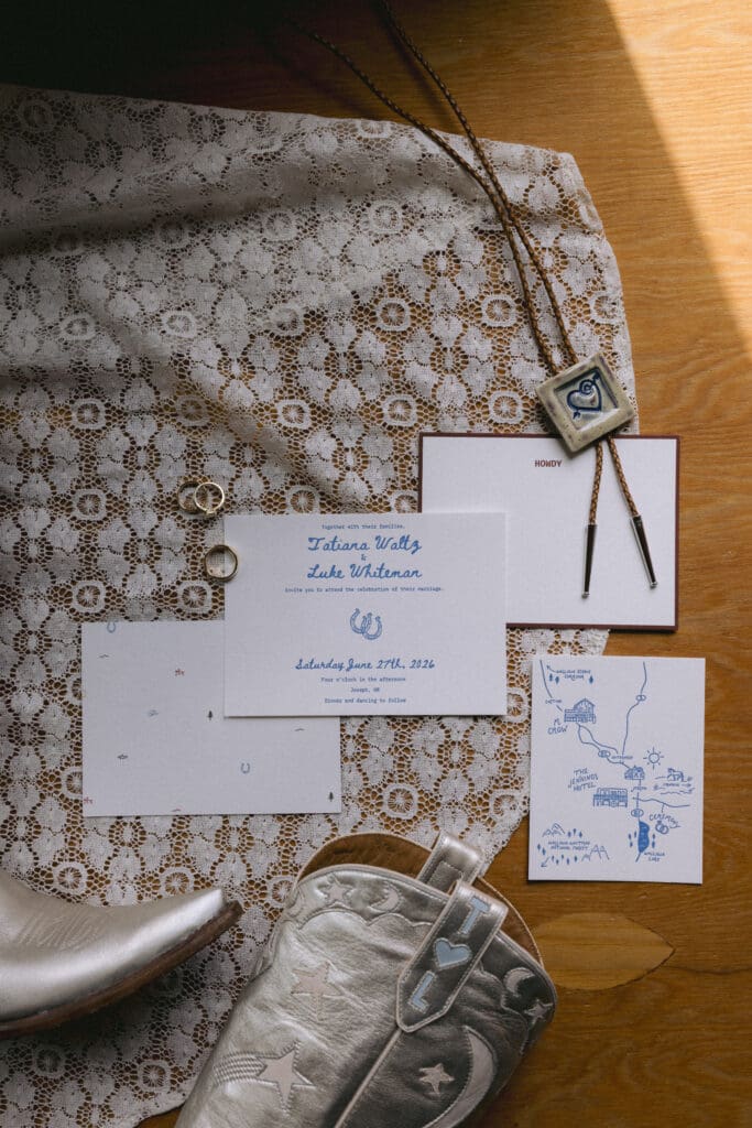 Detail flatlay at a western mountain wedding