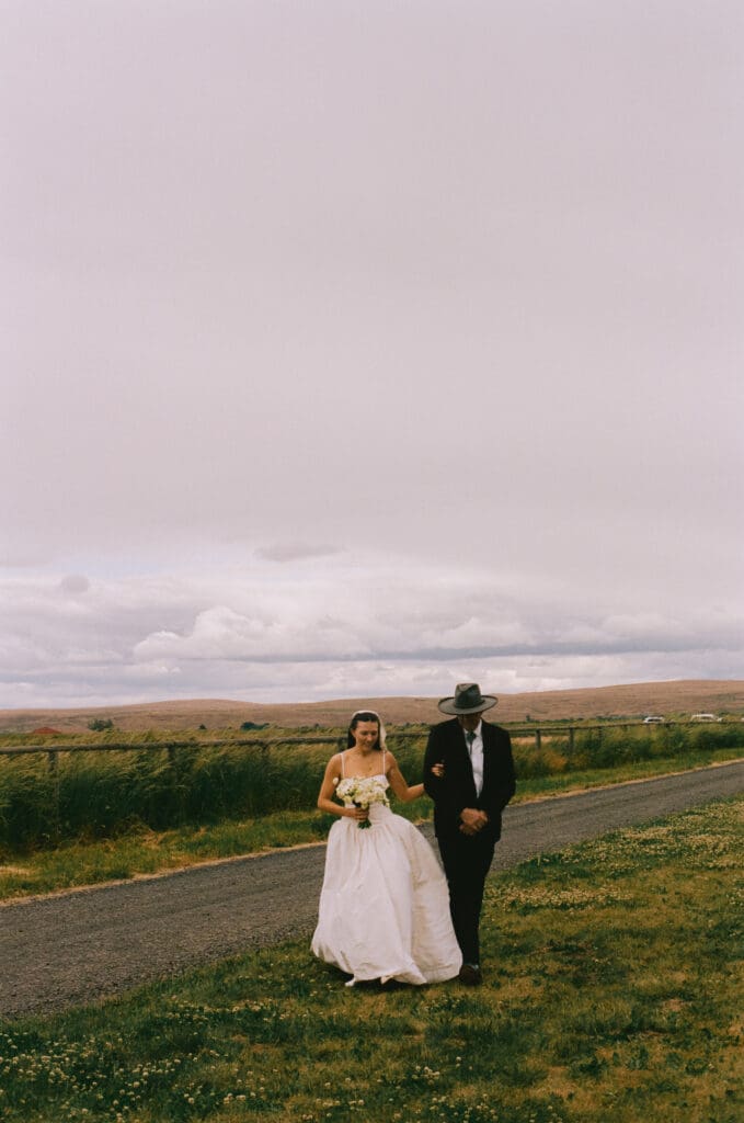 Bride walking down the aisle with her father