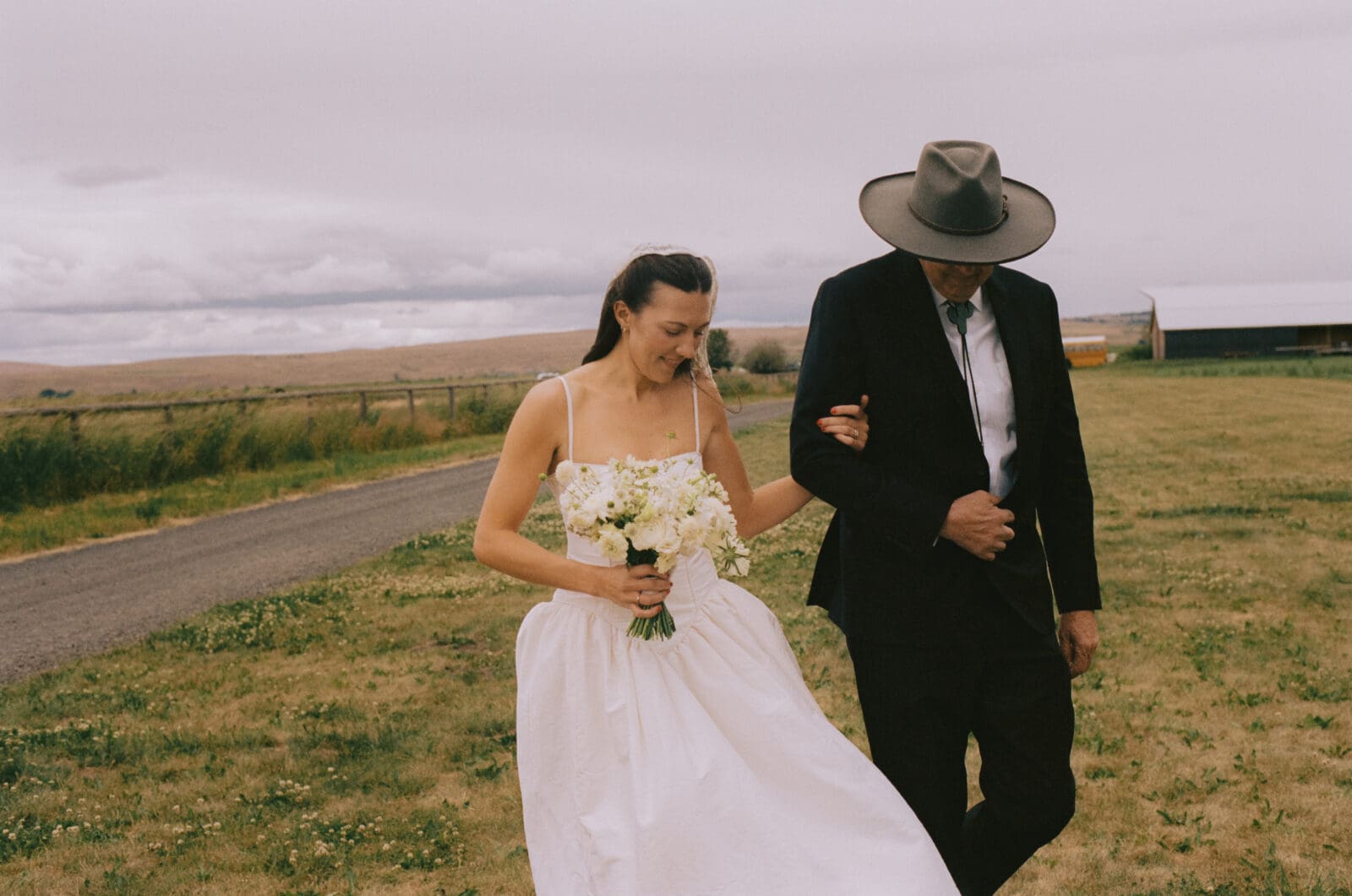 Bride walking down the aisle with her father