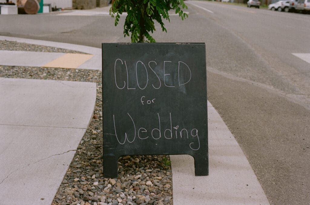 Closed for wedding chalk sign