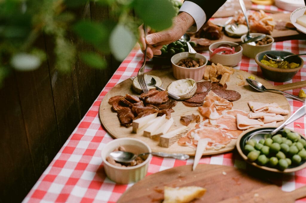 Close up of the cocktail hour charcuterie board