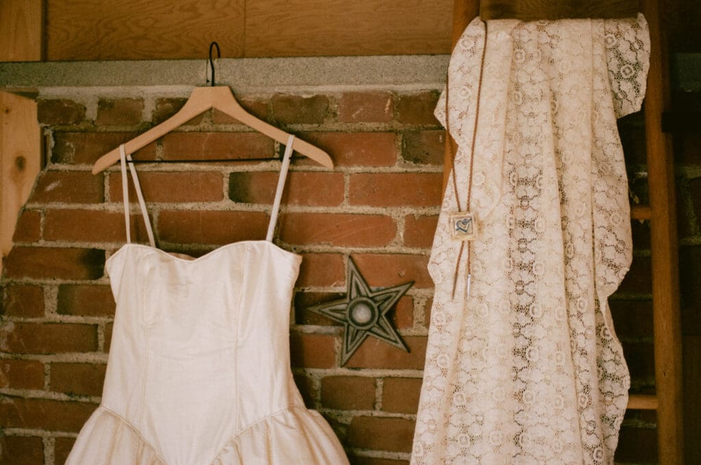 Bridal detail of the wedding dress and veil
